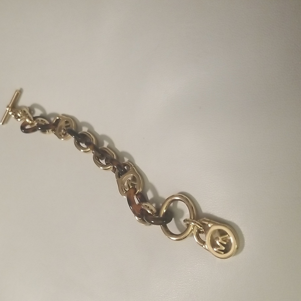 Women's Michael Kors Bracelet; Goldtone & Brown Tortoise Shell Links; Size  9"